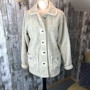CXT vintage women's plush pile jacket.  Drawstring waist and has Aztec design on